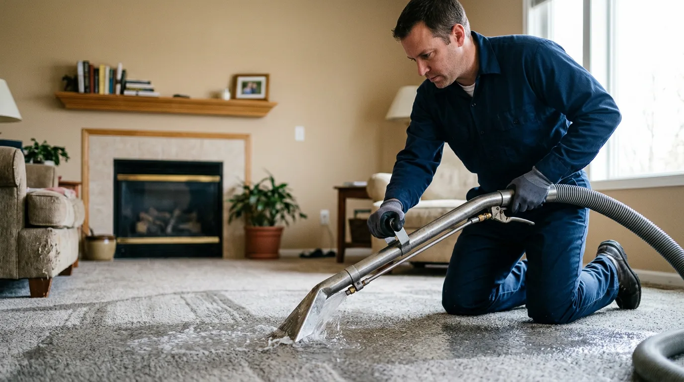 Water damage restoration technician working near Freeburg, MO